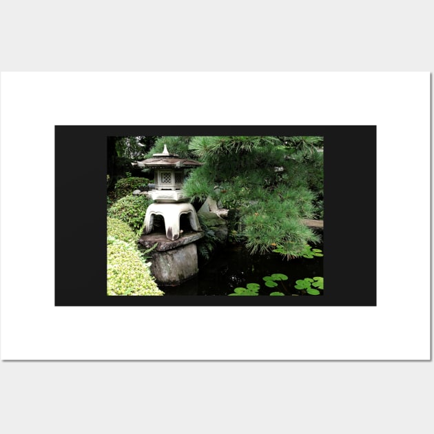 Stone Lantern and Japanese Garden Pond Wall Art by kansaikate